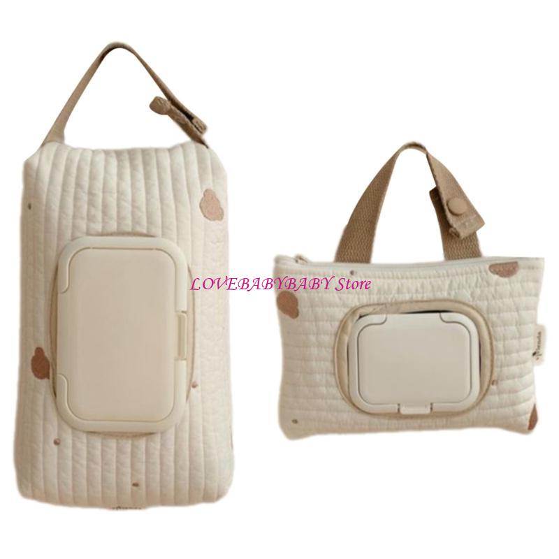 Baby Wipes Pouches with Lovely Bear Embroidery Practical Storage for Parents 4XBC