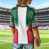 Women's Fashion Print V-Neck Long Sleeve Pullover Top Casual Tee