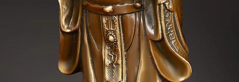 Feng Shui Copper God of Fortune Standing Wen Cai Statue Home Offerings Yuan Bao Home Living Decor