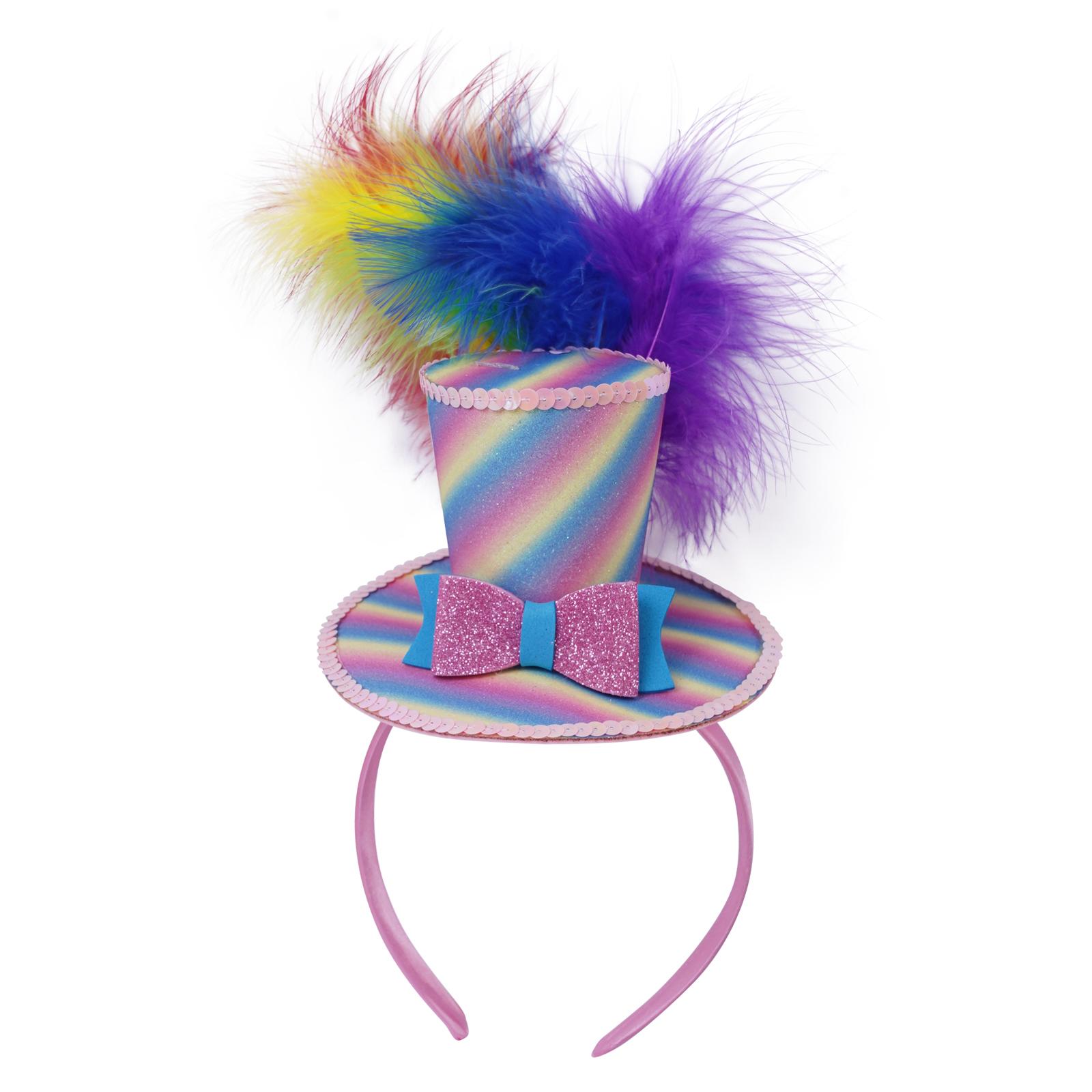 

Feather Bowknot Sparkling Sequins Hair Hoop Halloween Cosplay Party Costume Accessory Headpiece One Size рожевий