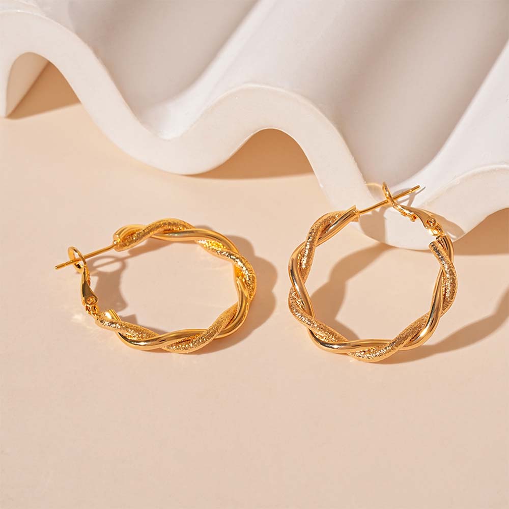 Twisted Geometric Circle Gold Circle Earrings Temperament Stud Earrings  Women Gifts