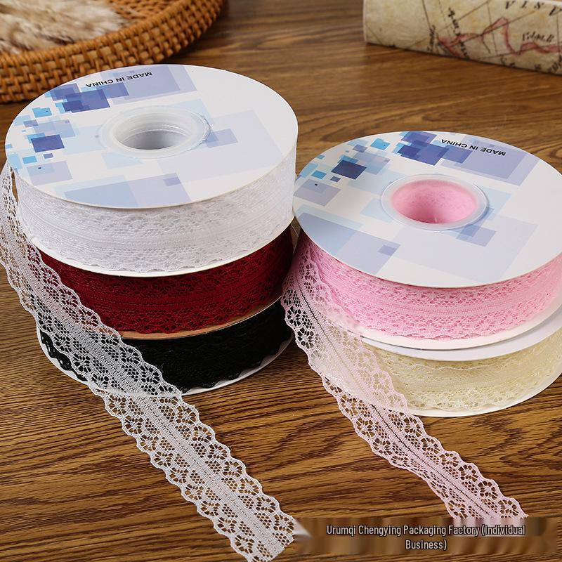 3cm Lace Edge Ribbon for Bouquet & Cake Decor, DIY Bow Streamer - Flower Design 25 & 50 Size