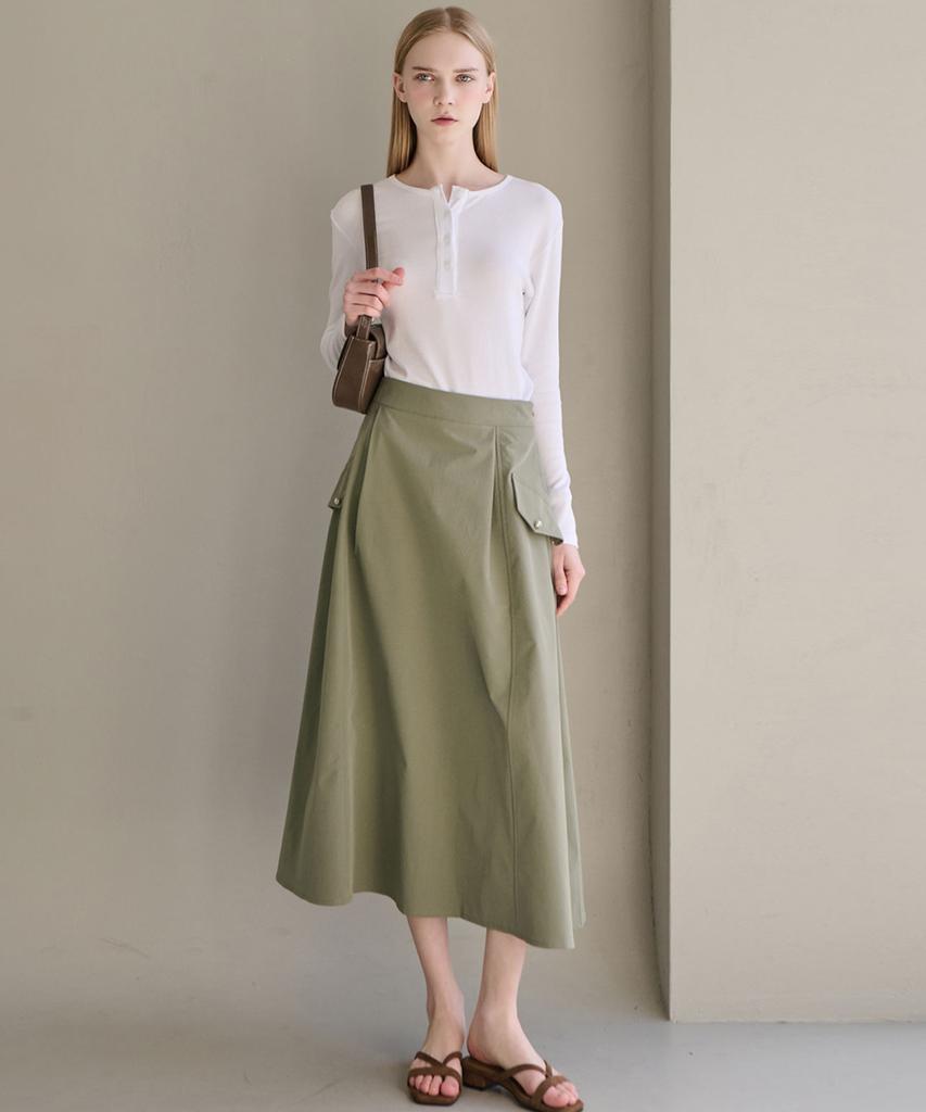LUSIDA Rustling Pocket A-Line Skirt_2 Colors