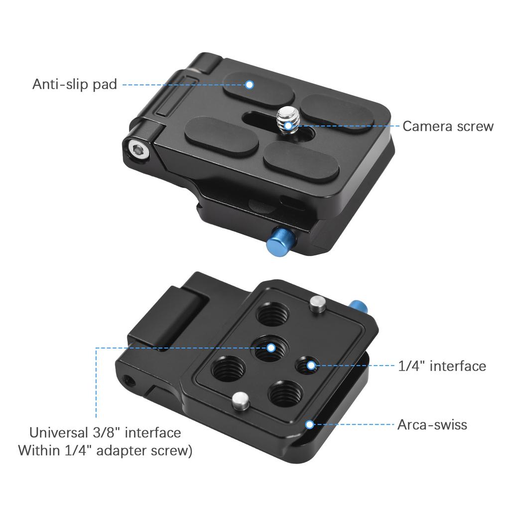 Quick Release Plate Aluminium Alloy Foldable L Shaped Camera Quick Release Plate with 1Celsius4in and 3Celsius8in Screw Hole for   Camera