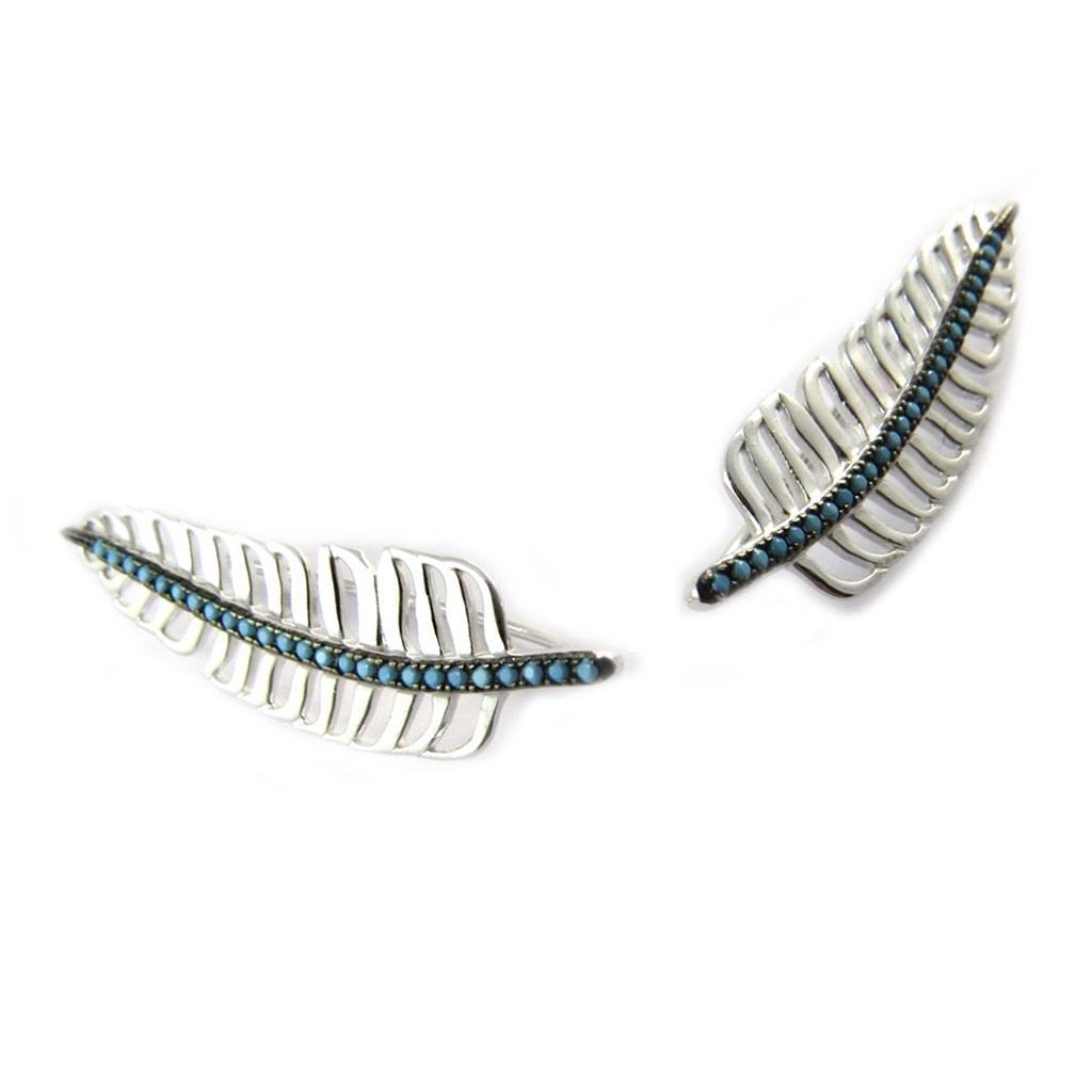 Les Trésors De Lily [N6242] - Turquoise 'Navajos' Silver Earrings (feathers)
