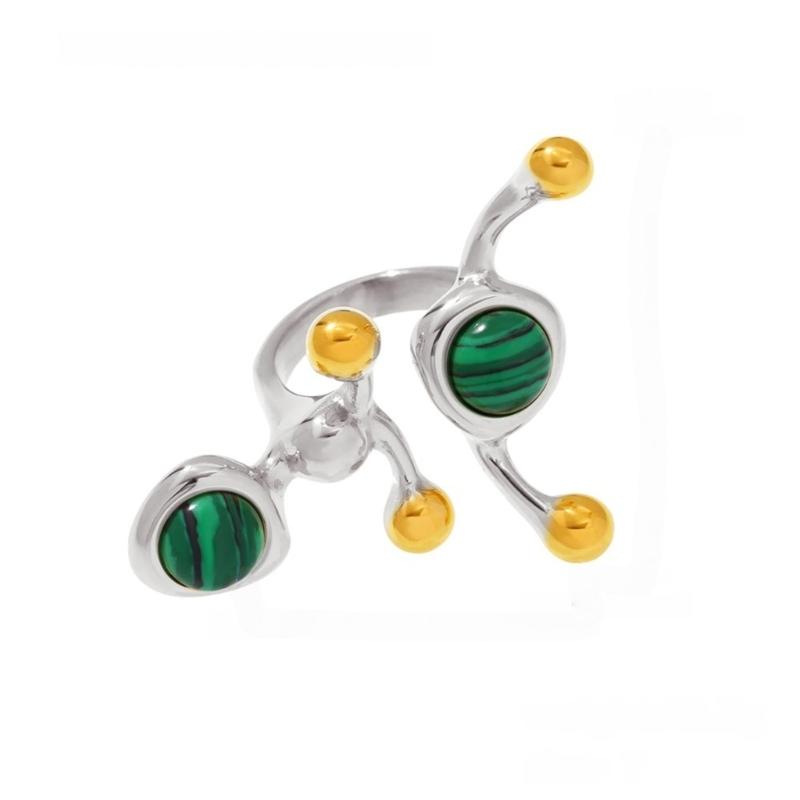 Fashion Forward C Band Natural Mineral Ring Lightweight Stainless Material 14g Jewelry Multiple Style Selection