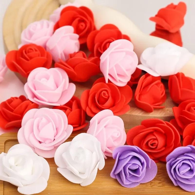 1000/100pcs Mini Foam Rose Head Artificial Rose Flower DIY Wedding Bouquets Party Gifts Valentines Day Party Decoration Supplies