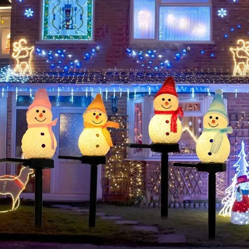 LED Snowman Solar Garden Light Outdoor Waterproof Ground Stake Lamp Solar Powered Pathway Lights for Christmas Lawn Yard Patio Holiday Decor