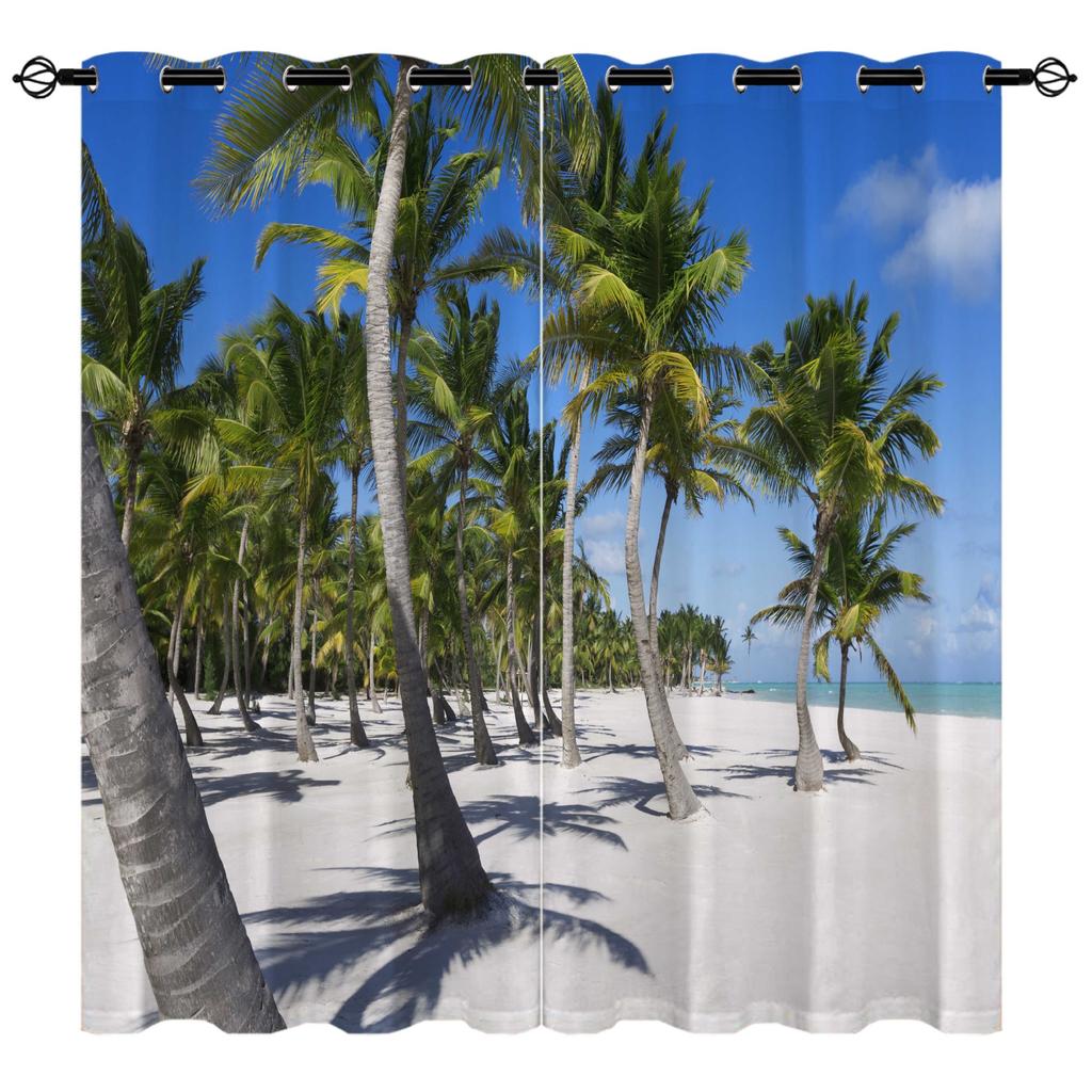 High-Density Blackout Curtains Beach Curtains Seaside Vacation Series 9 Digital Printing Blackout Curtains