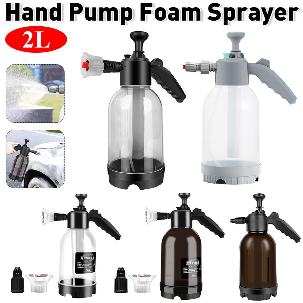 2L Hand Pump Foam Sprayer Car Wash Spray Bottle with Nozzles High Pressure Car Washer Foam Snow Lance Auto Window Cleaning Tools