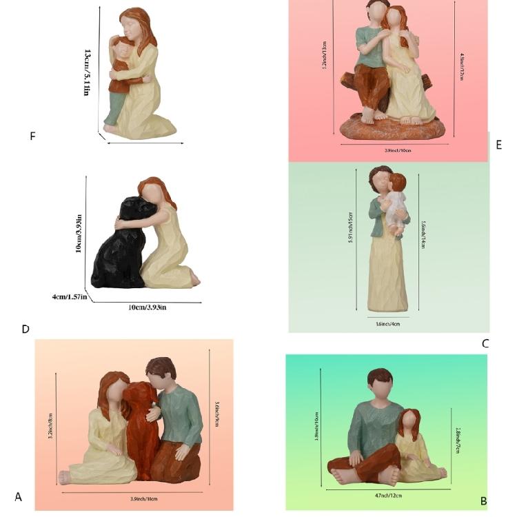 Familienfigur Statue Romantiker Liebespaar Skulptur Modellierte Handbemalte Figur Geschenk für Jubiläum Geburtstag