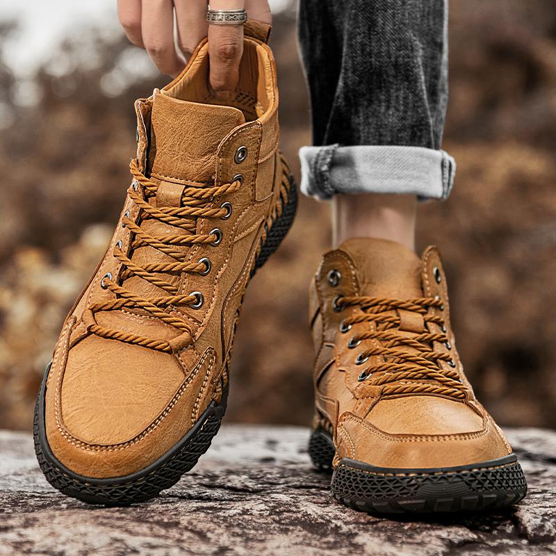 Handmade Genuine Leather Boots Men Shoes Comfortable Ankle Boots For Men Casual Shoes Outdoor Tooling Shoes