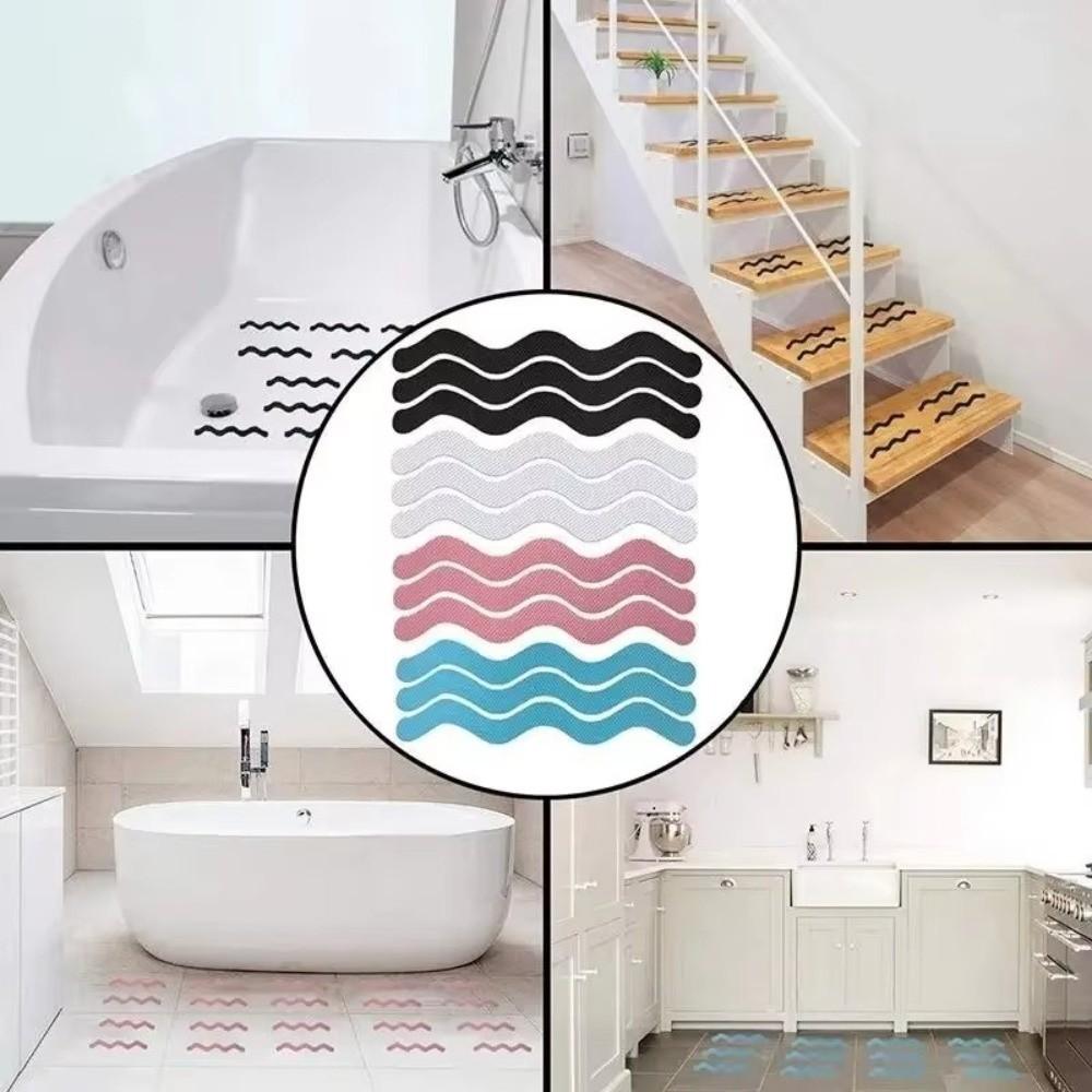 6/12pcs Adhesive Anti-Slip Strips Transparent Bathtub Safety Strips for Floor