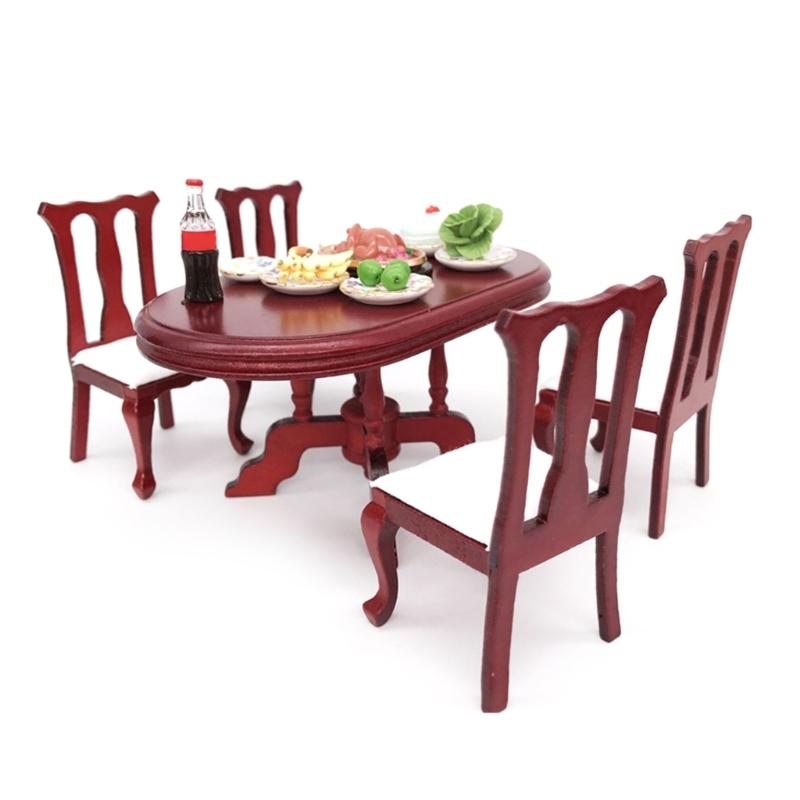 Doll House Chair Table Model Dining Set Realistic Table Dollhouses Chair Realistic Play Chair Realistic 1:12 Model Toy