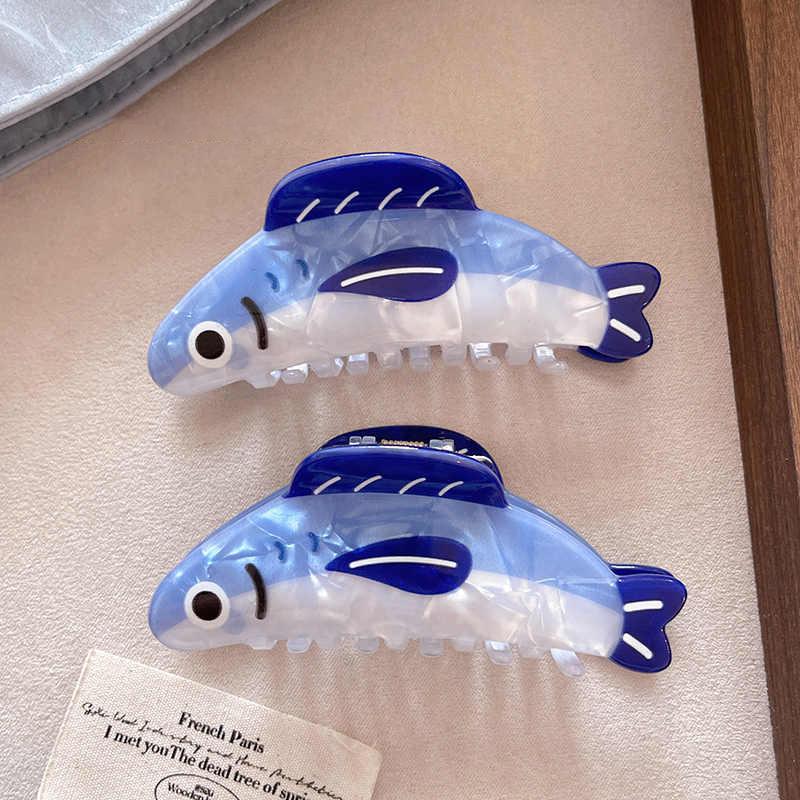 Pinza per Capelli a Forma di Pesce Sardina in Acetato Imitazione Pinza Squalo Animali Marini Pinze Geometriche per Capelli Afferrare Carine Accessori per Capelli da Donna