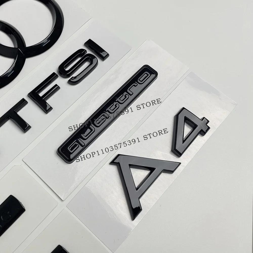 For Q2 4Ring Logo ABS Black Car Hood Front Grill Emblem Rear Trunk Badge A4 Quattro Sline 40TFSI Emblem Car Accessories