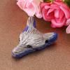 1pc Wolf Head Shaped Pendant Natural Lapis Lazuli Stone Charm Small Adornment 4cm