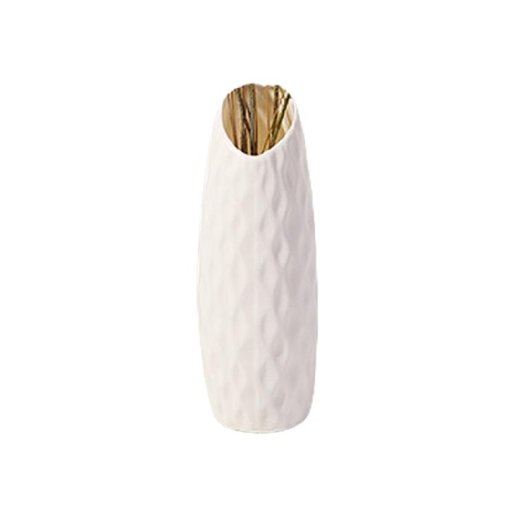 Multifunctional White Plastic Vases Shatterproof Design Faux Ceramics Vases for Living Room Dining Room Office Decors