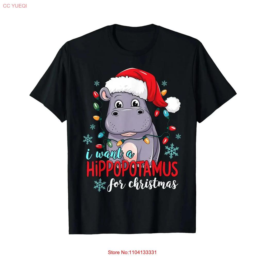 I Want A Hippopotamus For Christmas T Shirt Funny Vintage Washed Versatile Stretched Slightly Fashion Streetwear Homme Casual
