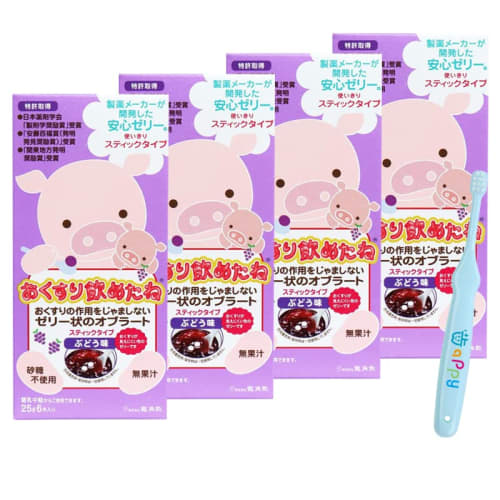 

[4 boxes + toothbrush] Ryukakusan Medicine Drinker Stick Type Grape Flavor (25g x 6 sticks) 4-box set