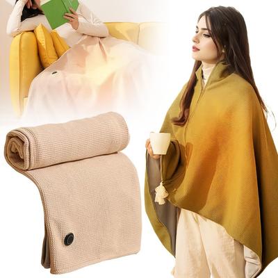 Ladies' Heating Blanket Shawl, 60 × 31 Inch USB Electric Blanket, 15 Second Fast Heating, Three Temperature Settings
