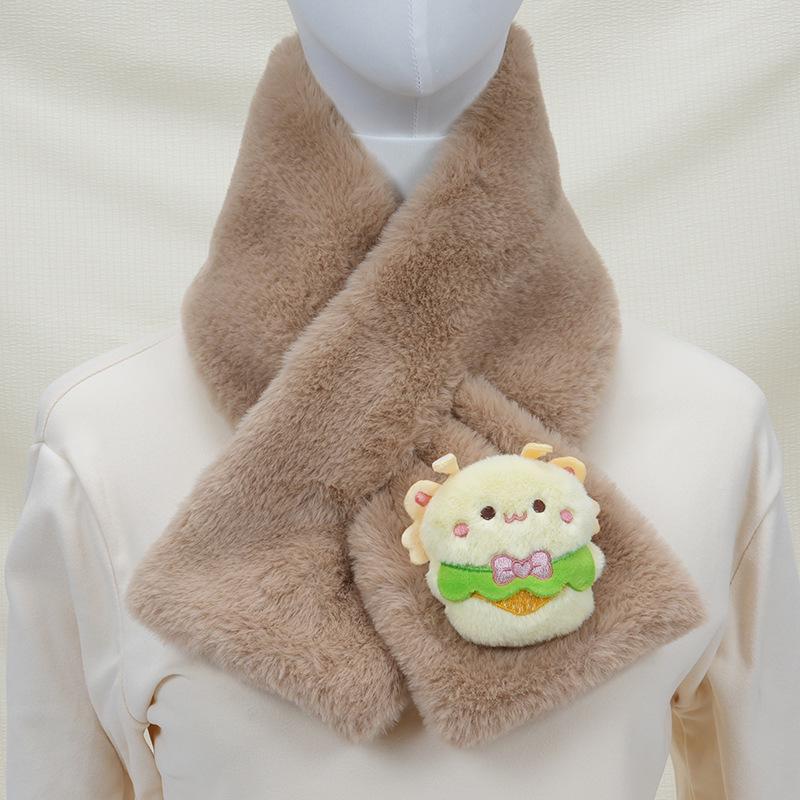 Children's Cartoon Panda Plush Scarf - Warm, Windproof Neck Gaiter for Autumn/Winter Boys & Girls.
