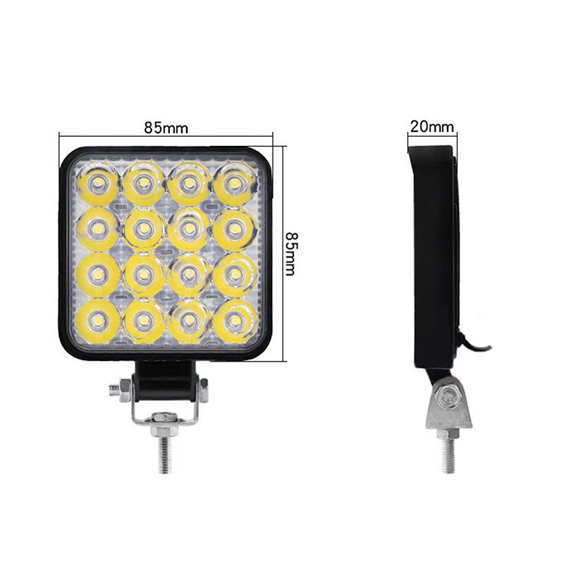 Car Led Bar Worklight Mini 16Smd Round Square Work Light 12V Auto Light Fog Lamp Off Road For Atv Suv Spotlight