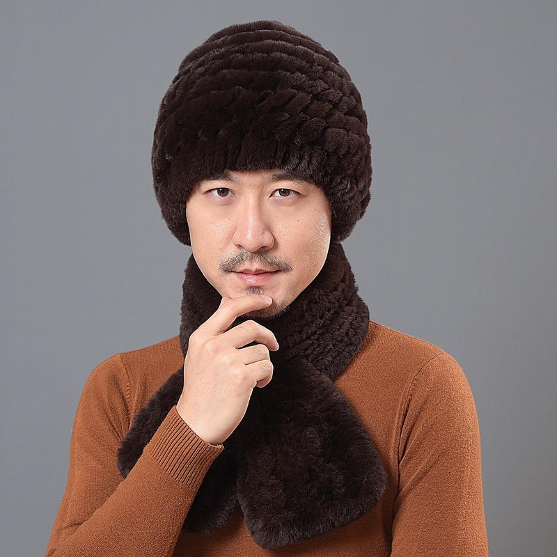 Fur hat medium old men autumn and winter thickened warm old man Rex rabbit hair hat dad cap winter