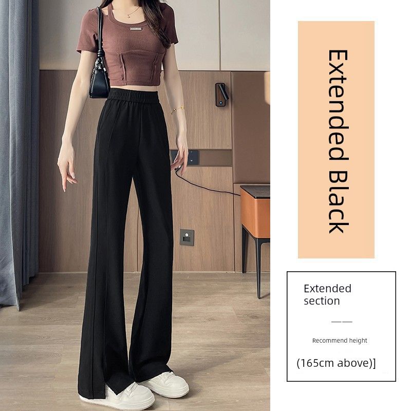Flared Sports Pants for Women 2026 Spring/Summer New High-Waisted Drapey Plus-Size Petite Casual Narrow-Cut Split Hem Banana Pants