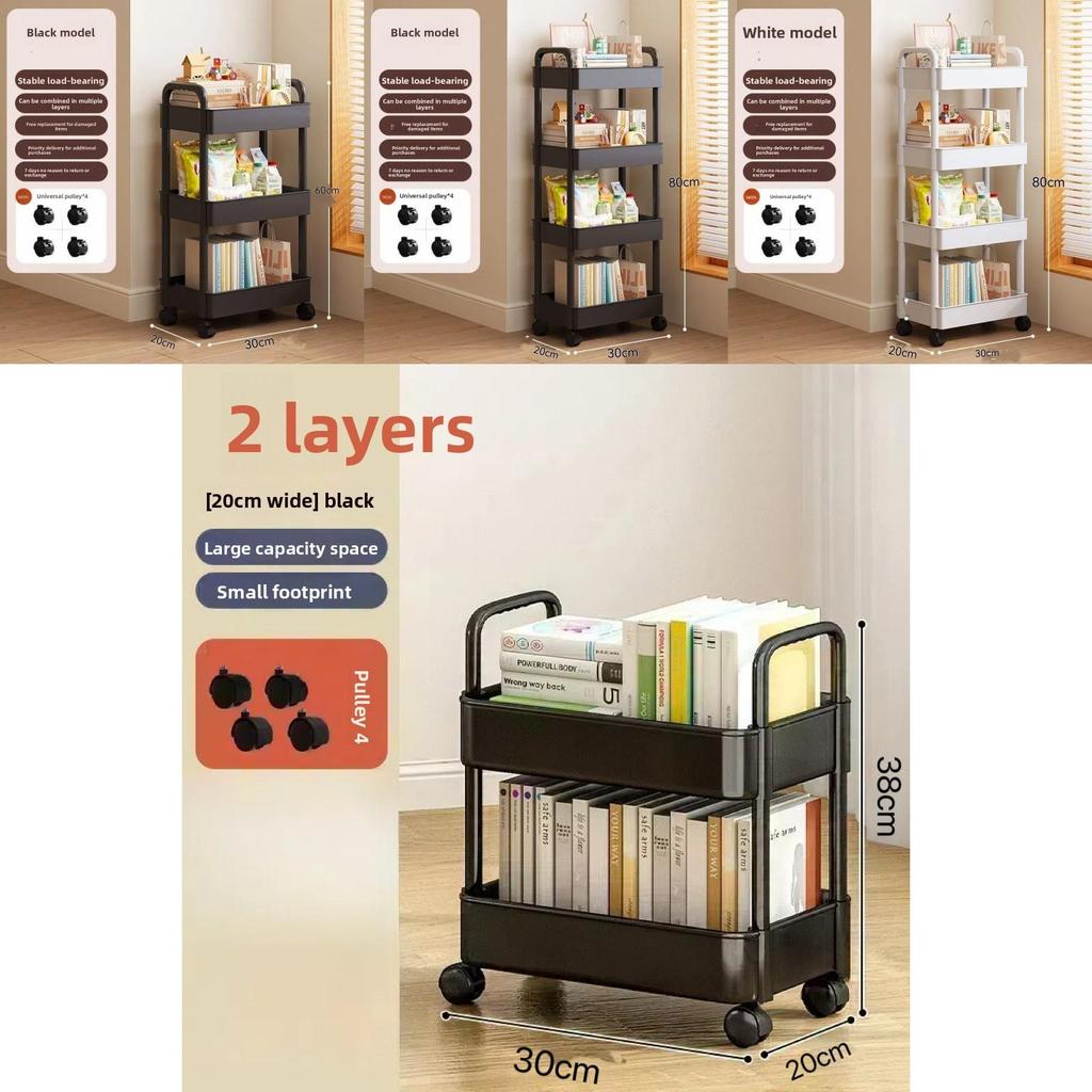 Mały wózek do przechowywania z składanymi, obrotowymi, mobilnymi półkami do organizacji kuchni i sypialni