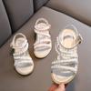 Sandali da bambina, moda estiva, per bambine, con strass scintillanti, sandali singoli da principessa, per scarpe da bambina piccola e grande