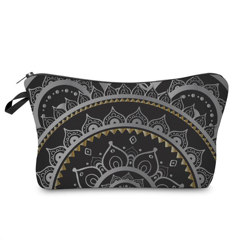 Trendige Vintage Mandala Blume Kosmetiktasche Handtasche Für Reisen Polyesterfutter Verschiedene Farboptionen