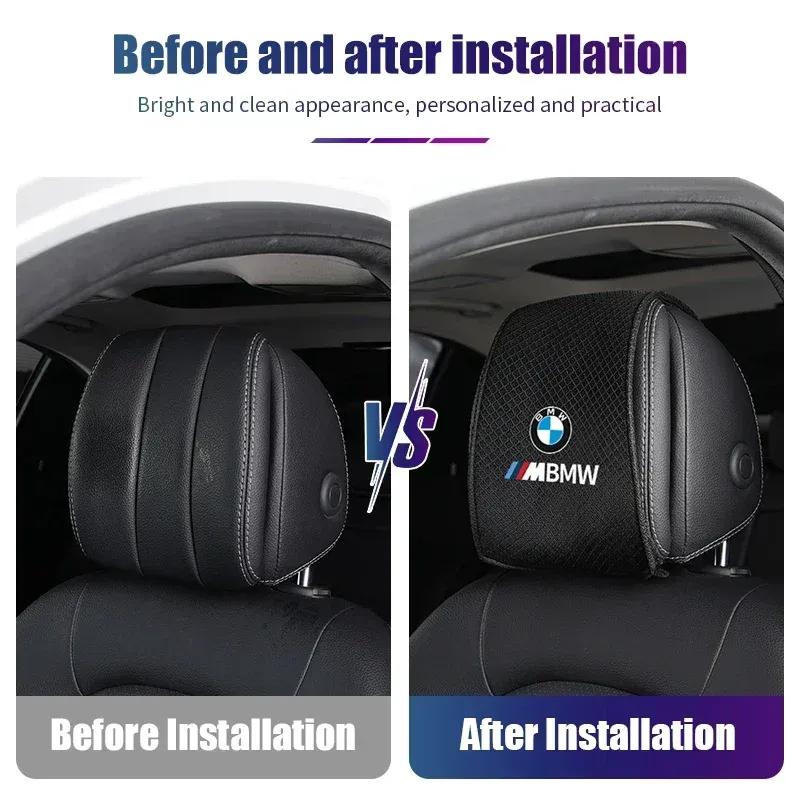 -Ice Silk Car Headrest Cover Seat Headrest Neck Pillow Cover Accessories For BMW 5 Series X3 X5 F10 F30 F25 F15 G20 G60 G30 G32