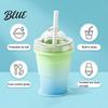 Non-breakable Ice Ball Maker Cup with Lid And Straw 2-in-1 Foldable Silicone Travel Straw Drinking Cup Portable Iced Beverage for Outdoor