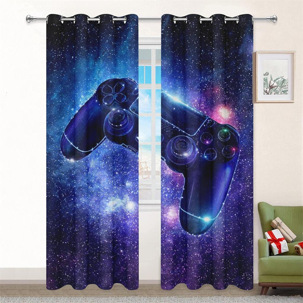 

Игровая ручка, занавеска для гостиной, спальни, игровая комната, украшение, солнцезащитная занавеска, 3D цифровая печать, тонкие шторы 100W130H(CM)40x51in&Grommet Top