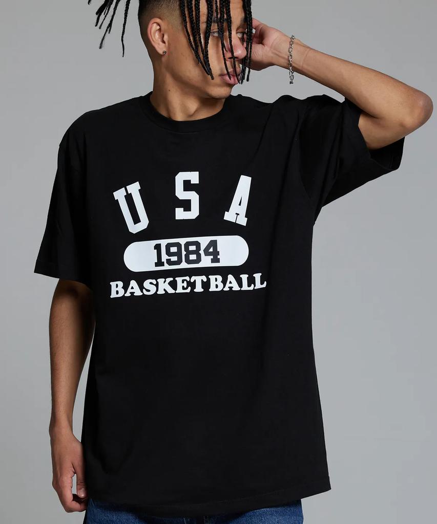 CREAM SODA LAB [2Pack] Usa Basketball T-Shirt Black (White) Black (Yellow)