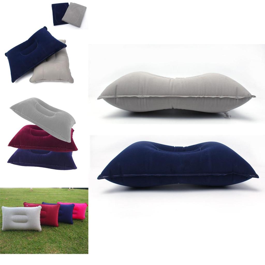 Ultra-comfortable Inflatable Outdoor Pillow Plush Velvet Travel Camp Cushion