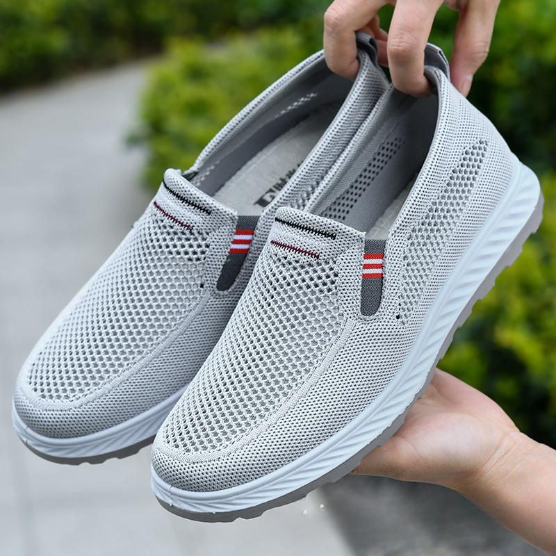 Summer hollow out Men's Shoes Lightweight breathable mesh Flats Middle elderly soft soled dad shoes