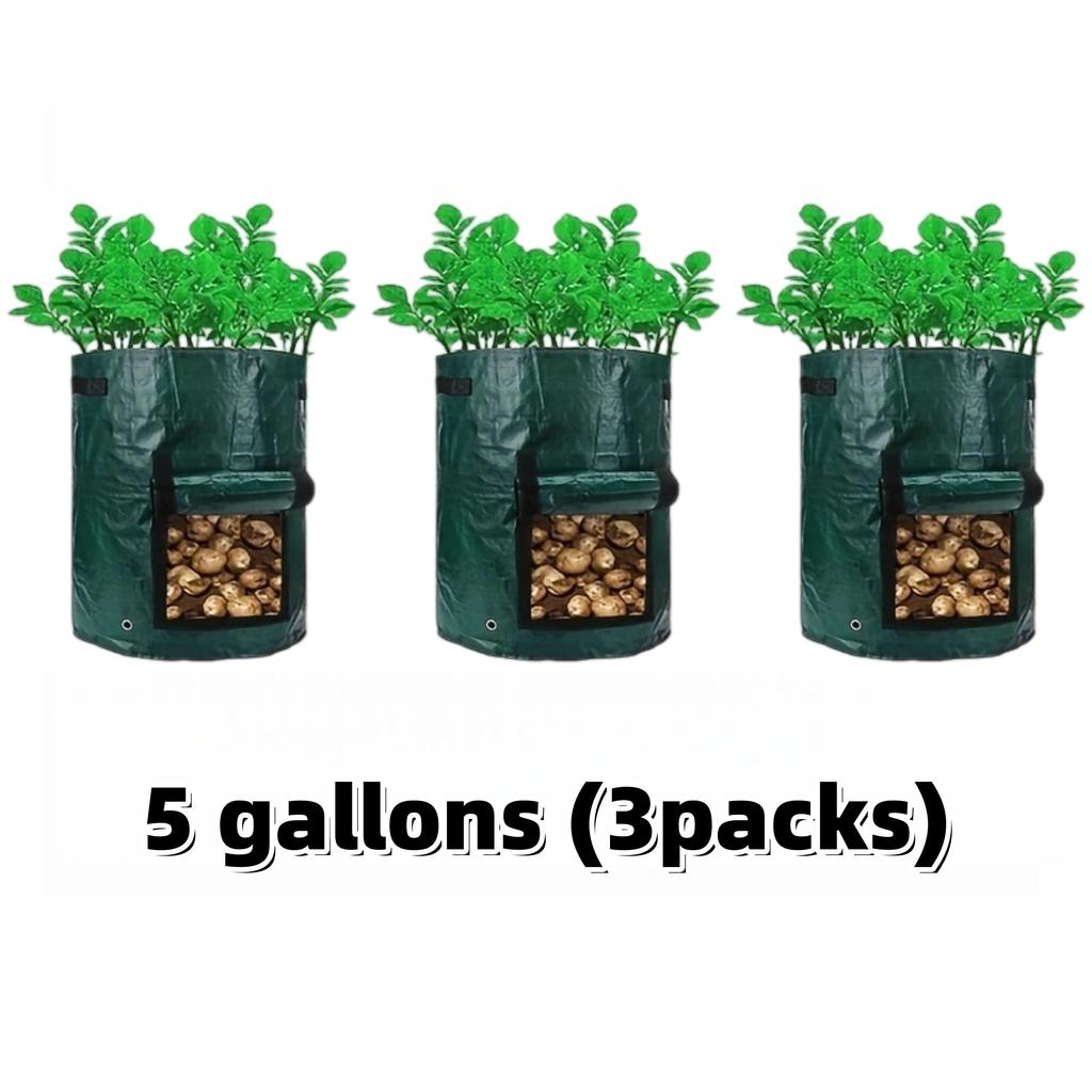 Potato Grow Bags Durable Thickened with Flap Handles Green 5/7/10 Gallon Garden Vegetable Grow Bags