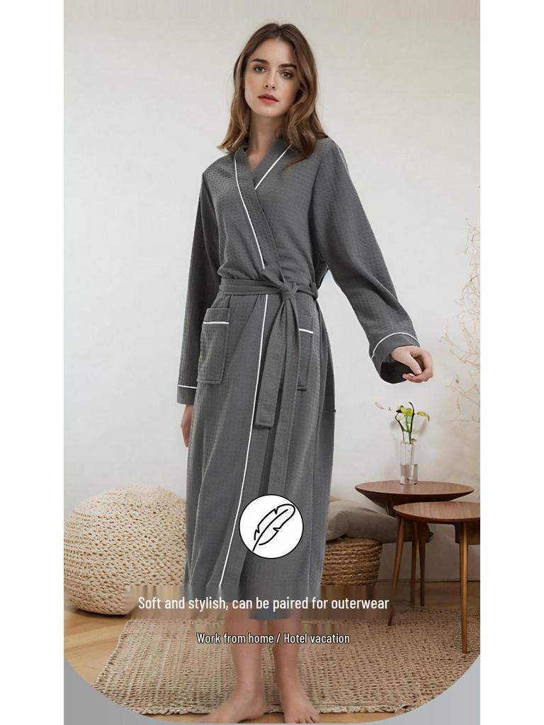 Top-Selling Waffle Couple Pajamas: Plus Size Summer Bathrobe, Absorbent Loungewear for Men & Women