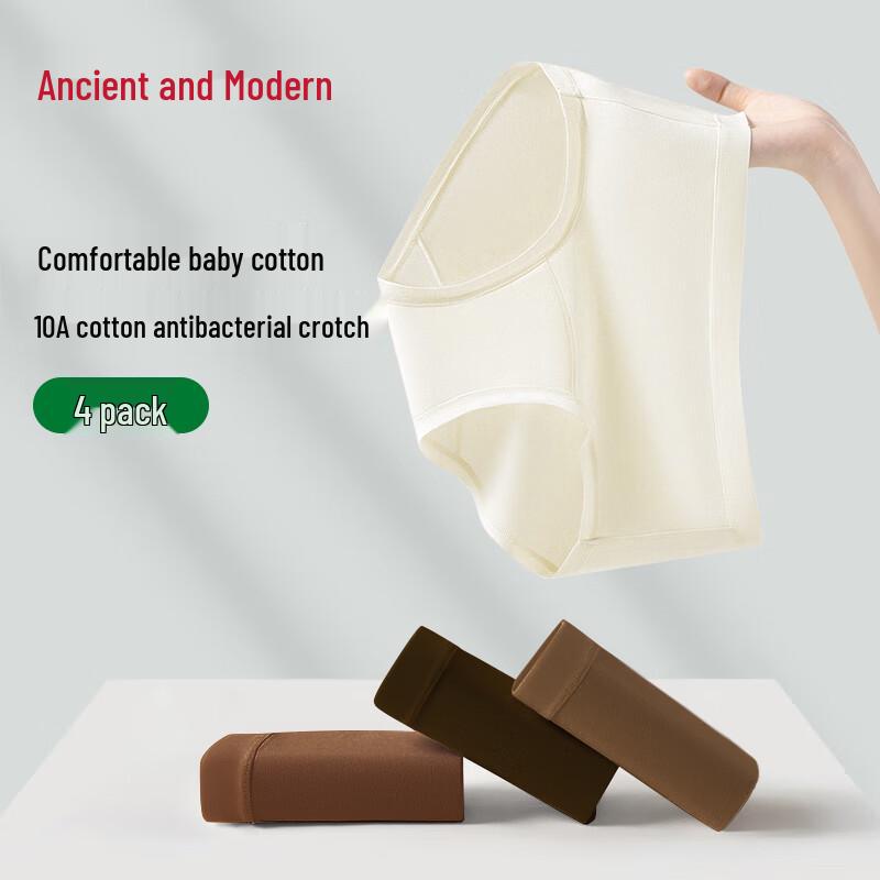 GUJIN Women's 4-Pack Antibacterial 100% Cotton Briefs