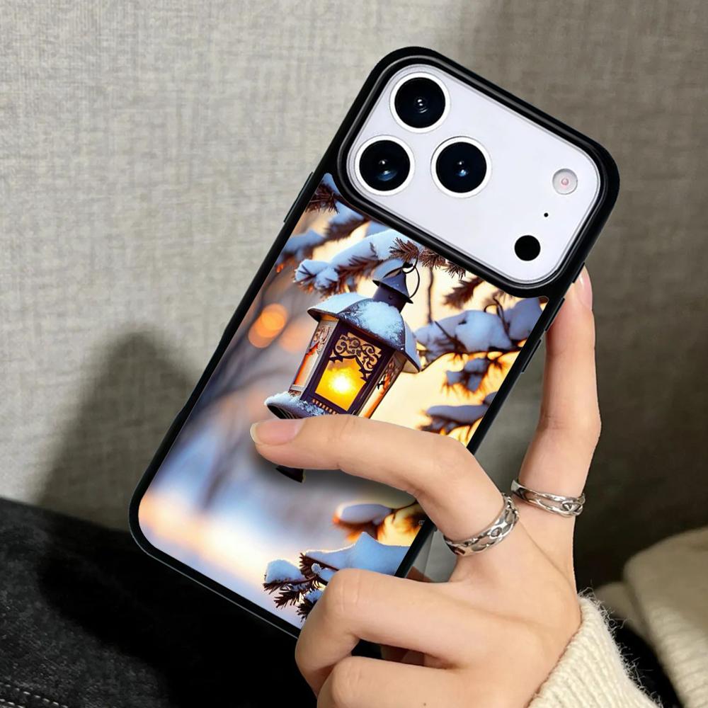 Capa Case for iPhone 17 Air 16 Pro Max 15 Plus 11 13 Mini 14 12 Back Phone Cover Landscape Winter Light Snow