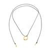 Salircon Vintage Irregular Geometric Hollow Round Pendant Necklace Women Adjustable Long Black Leather Rope Choker Charm Jewelry