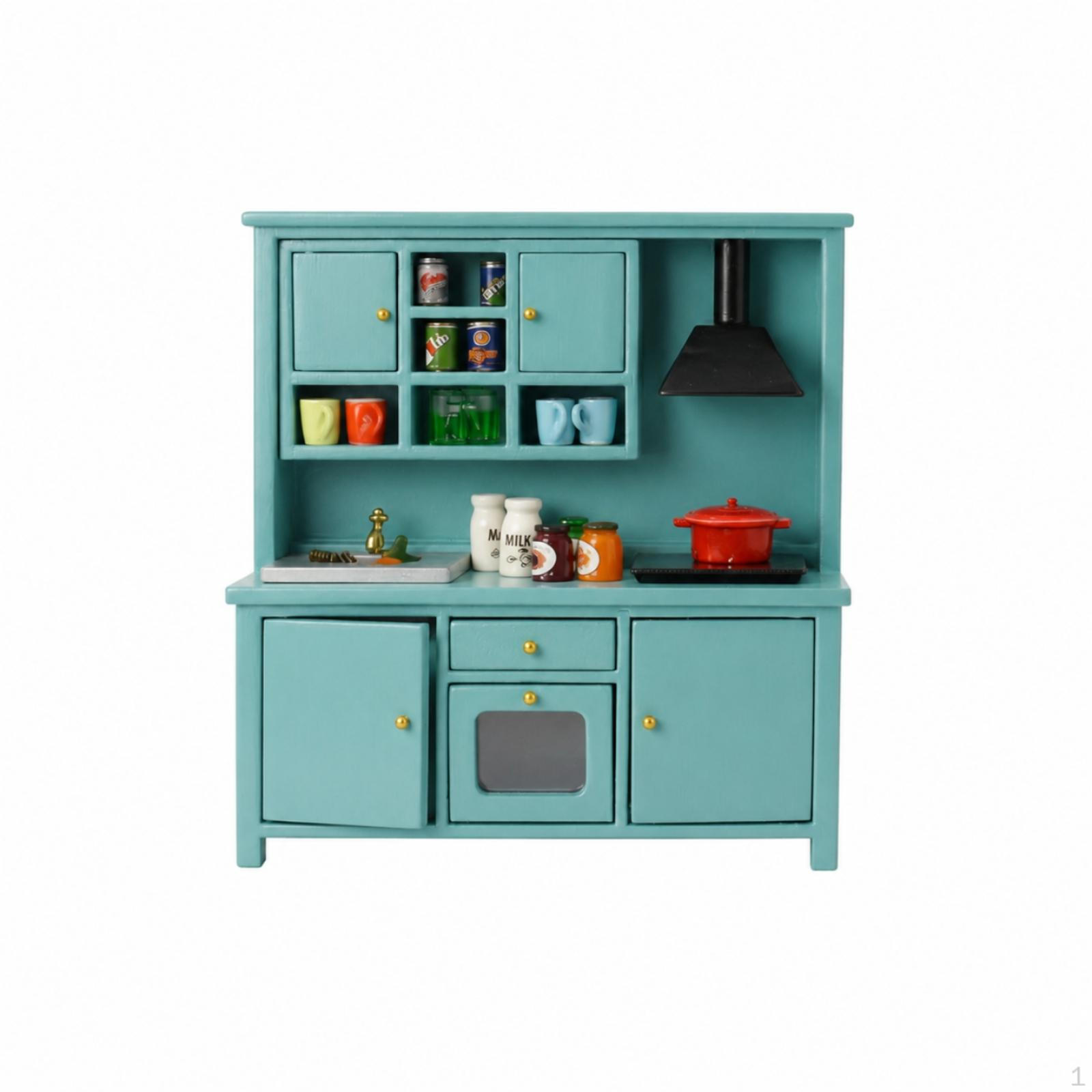 Dollhouse Kitchen Cabinet Openable Wooden with a Sink Realistic 1:12 Scale