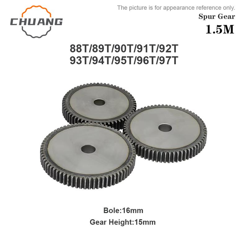 45# 1.5M Spur Gear 88/89/90/91/92/93/94/95/96/97Teeth Cylindrical Gears For Transmission Accessories CNC Part 45# Steel Material 88T-Bore 16mm