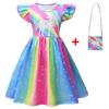 Cartoon Digital Printing, Medium And Large Girls' Dress, Flying Sleeves, Milk Silk Skirt + Bag 2280.