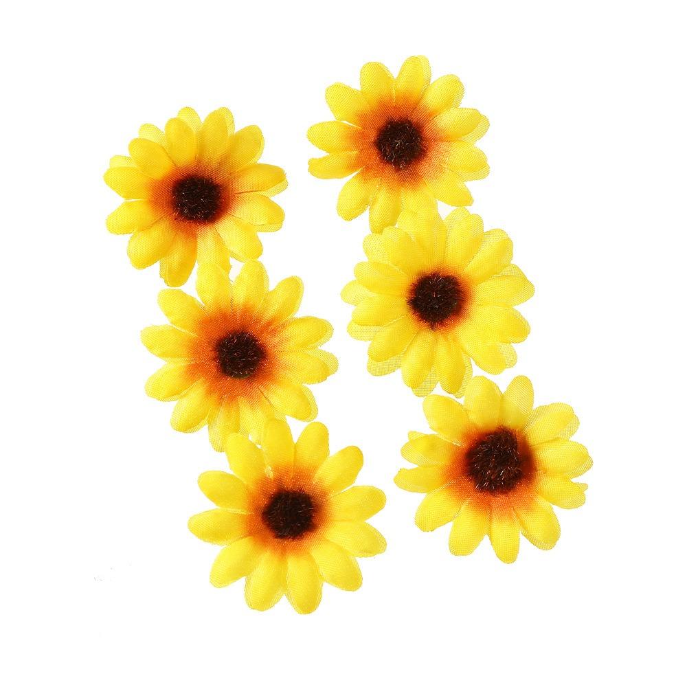 6pcs/set Cloth Sunflower Hairpins Korean Style Girl Hair Clip  Party Ponytail Holder