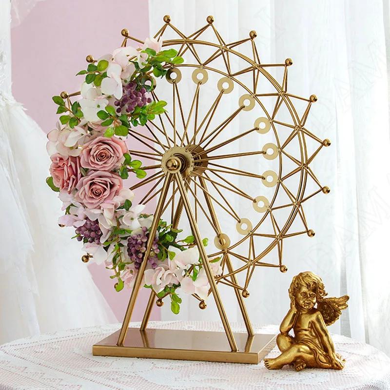 Creative Metal Decorations Wedding Center Romantic Ferris Wheel DIY Artificial Flower Organizer Home Decoration Modern Ornaments