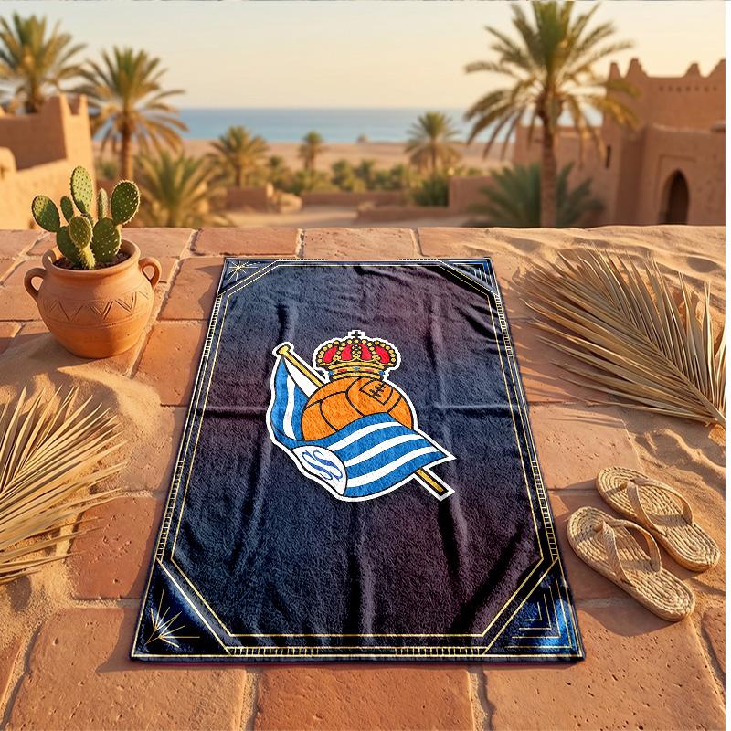 Asciugamano da Spiaggia in Microfibra con Stampa FC Real Sociedad Asciugatura Rapida Assorbente Grande Asciugamano per Spiaggia Nuoto Viaggio