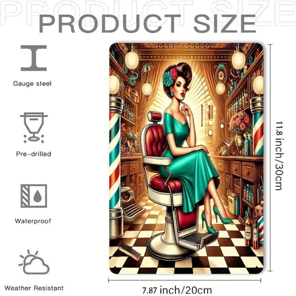 

Vintage Barbershop Metal Sign 8x12 Inch Retro Salon Wall Art Aluminum Decor for Home Cafe Bar 20x30 небо синє кольору